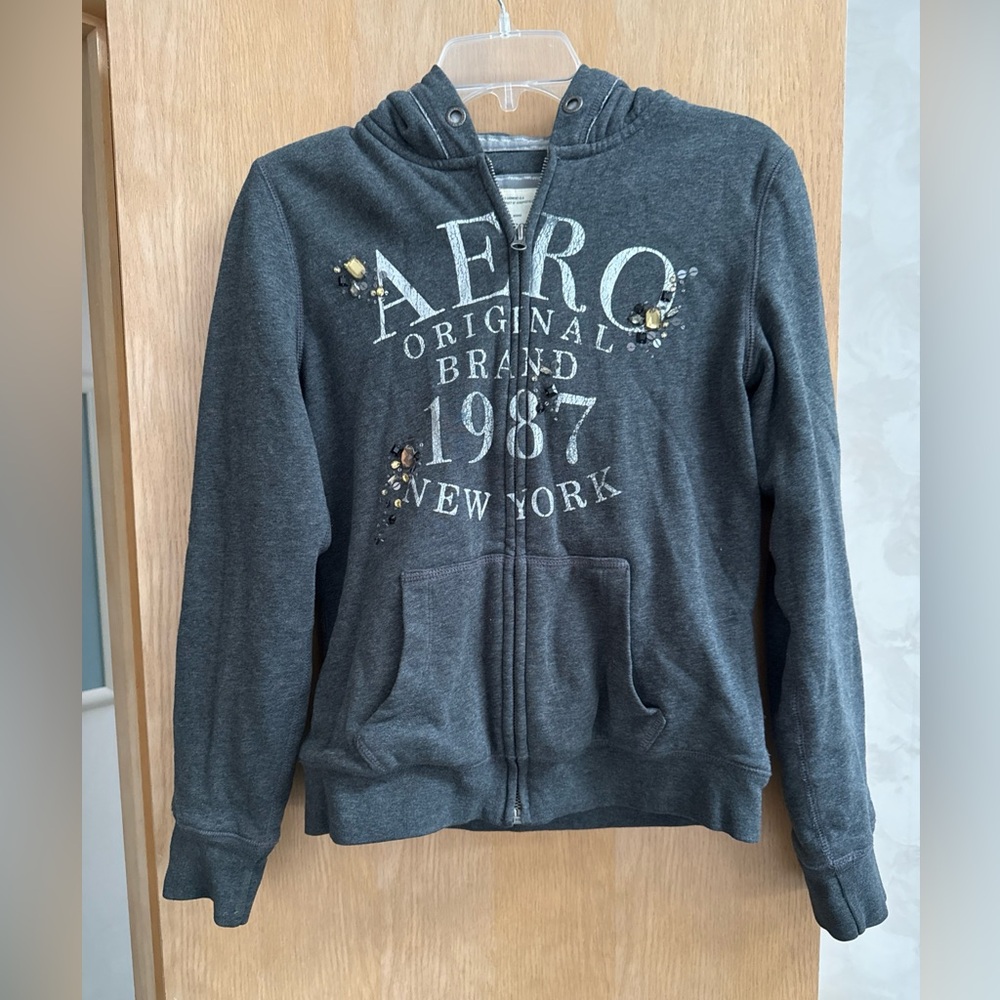 Vintage Y2K Aeropostale Zip Up Hoodie Large Fleece